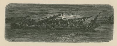 Mensen op het dek van een boot op de Theems door Gustave Dore